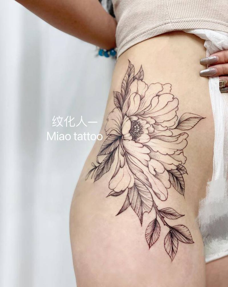 素花纹身图片_臀部腰部纹身图案