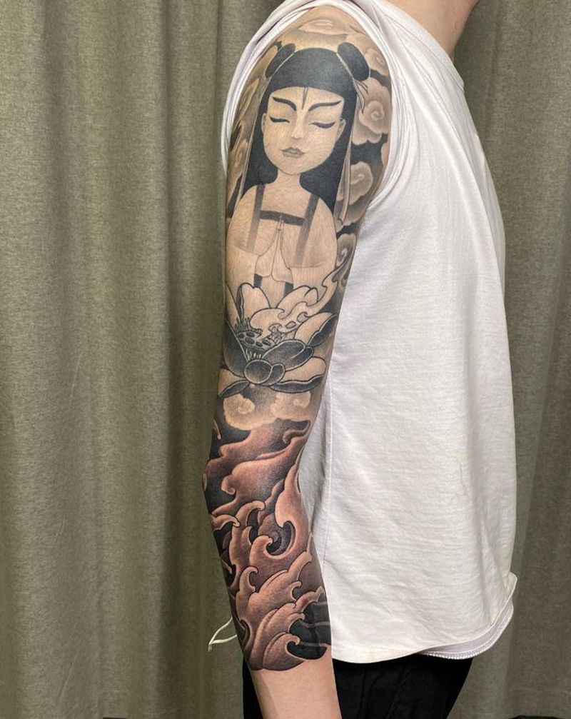 接花臂，纹身图片_手臂新传统纹身图案