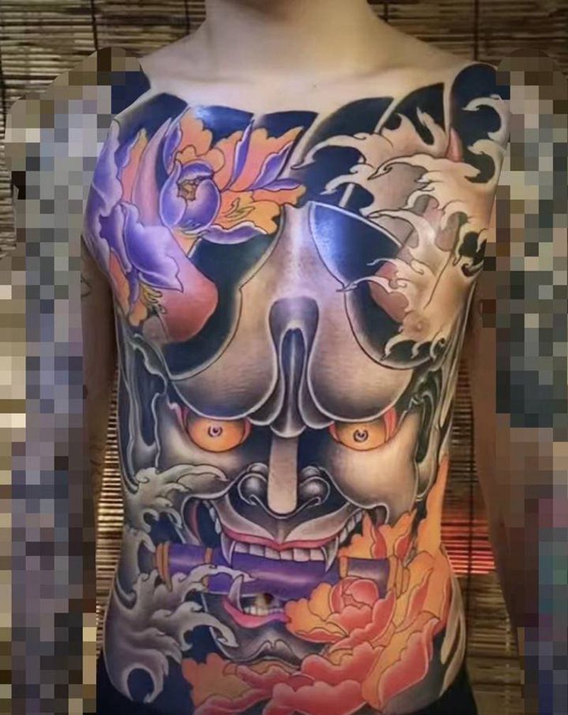 般若纹身图片_胸部纹身图案