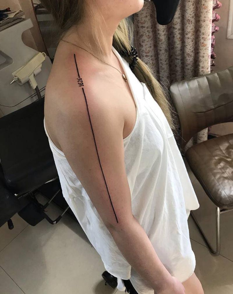 生命线纹身图片_手臂几何纹身图案