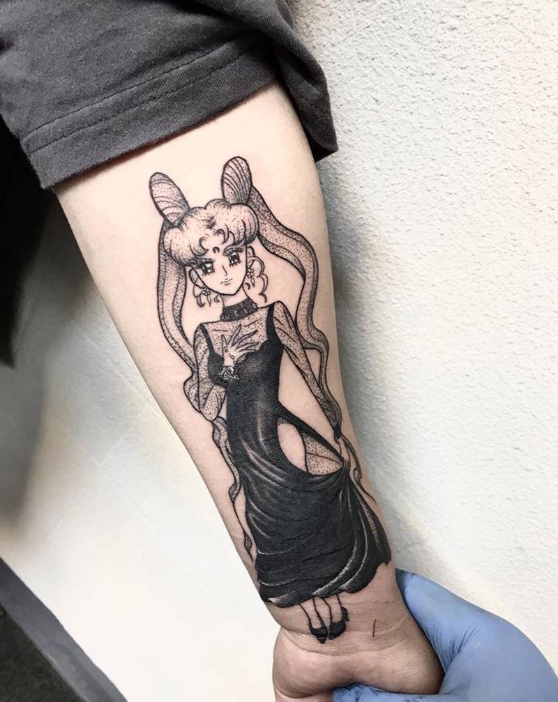 美少女战士纹身图片_手臂点刺纹身图案