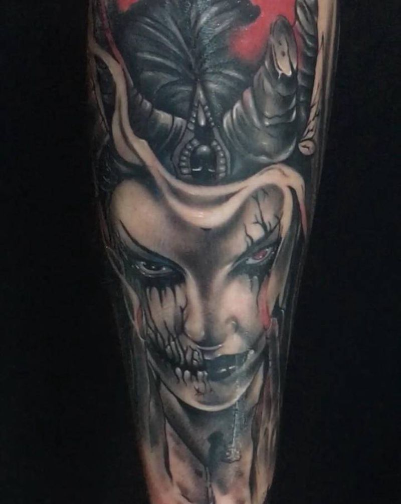 天使纹身图片_手臂欧美写实纹身图案