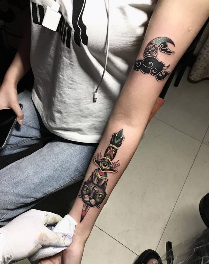 修改添加纹身图片_手臂Old School纹身图案