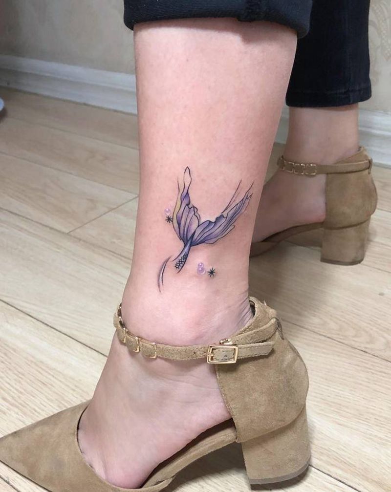 人鱼尾纹身图片_腿部脚部纹身图案