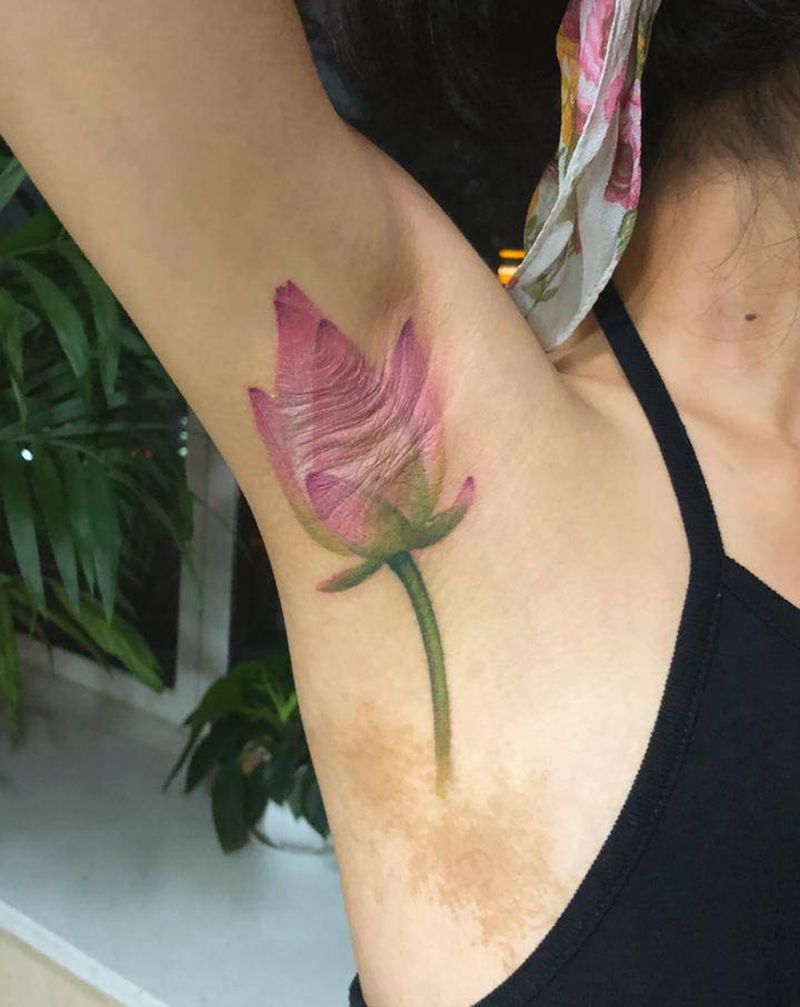 莲花纹身图片_手臂纹身图案