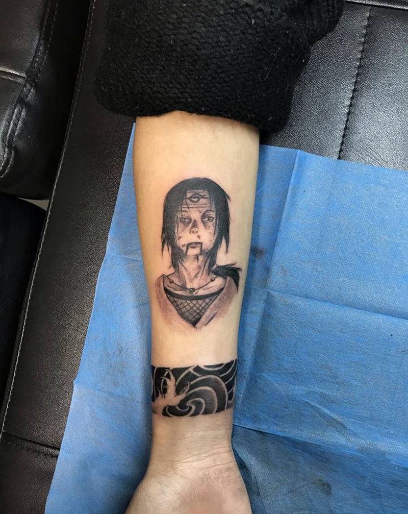 臂环忍者纹身图片_手臂新传统动漫纹身图案