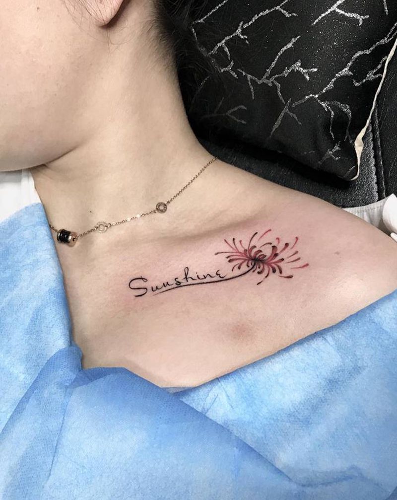 彼岸花纹身图片_胸部彼岸花纹身图案