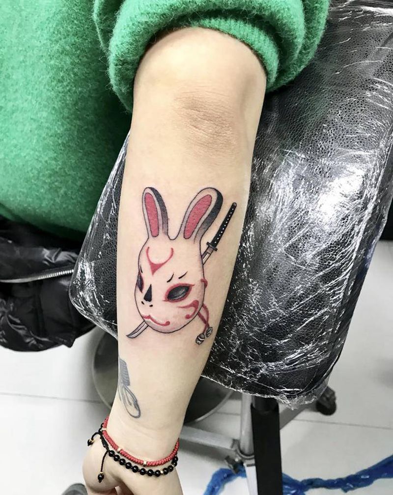 面具纹身图片_手臂面具纹身图案