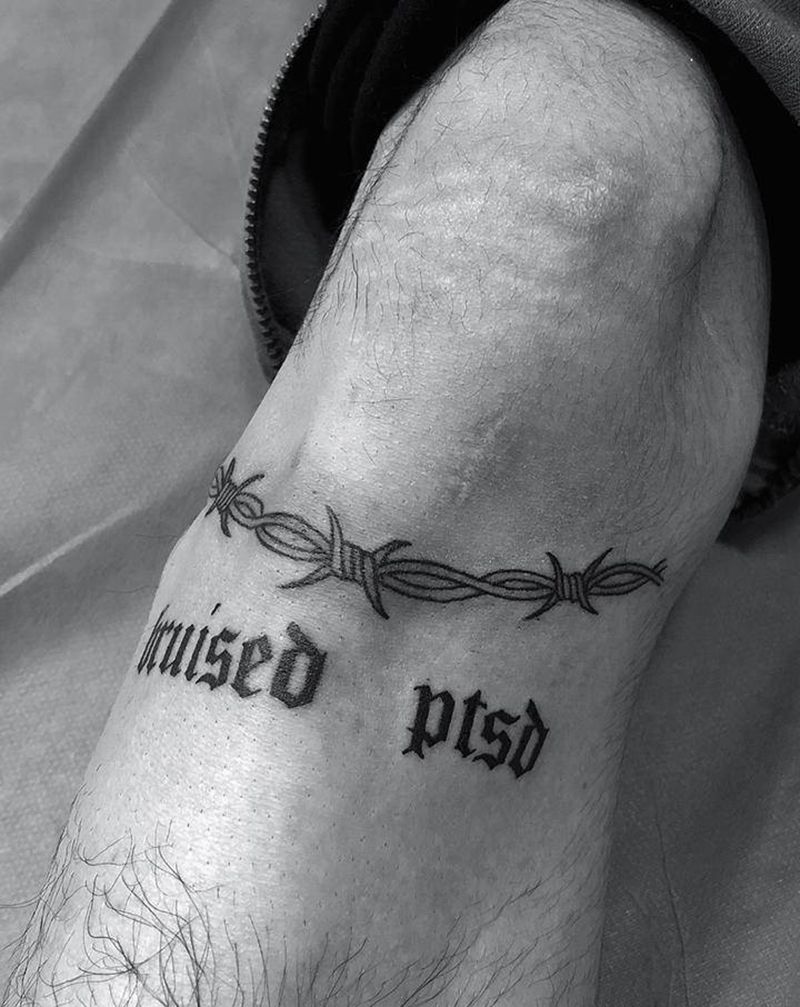 许昌文身沄刺青纹身图片_腿部荆棘纹身图案