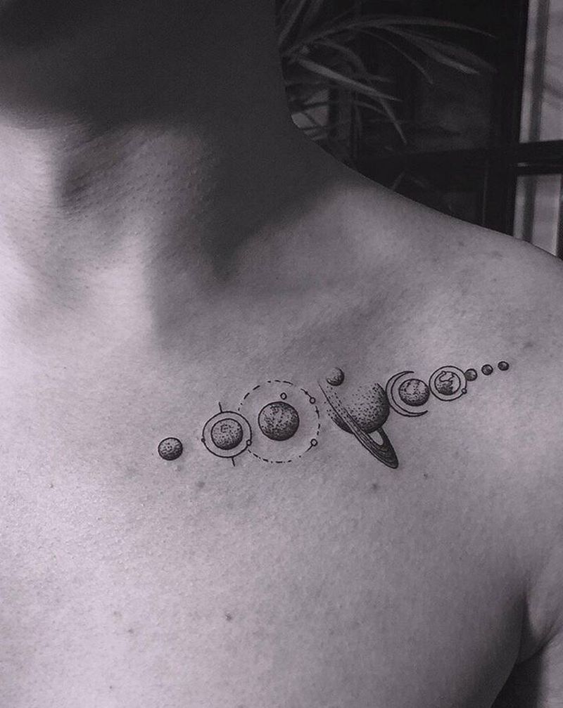 许昌文身沄刺青纹身图片_肩部几何星球纹身图案