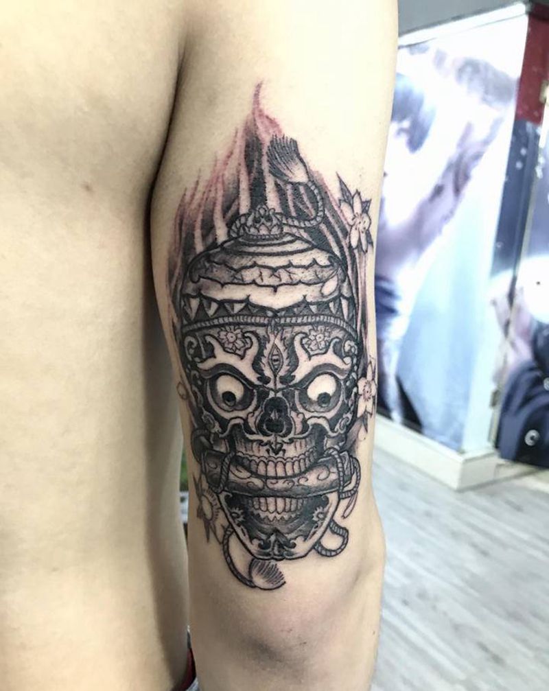 嘎巴拉恢复后上彩色纹身图片_手臂New School纹身图案