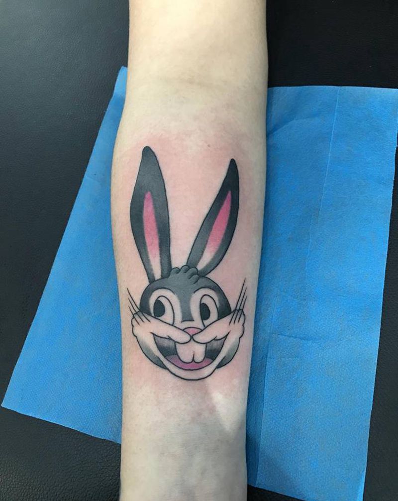 灰兔纹身图片_手臂New School纹身图案