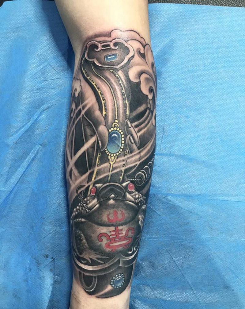 如意金蟾纹身图片_手臂新传统纹身图案