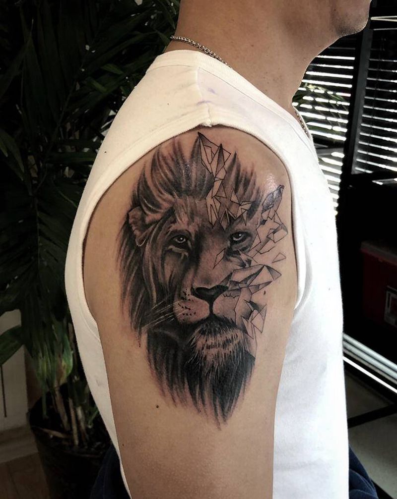 许昌沄刺青纹身图片_手臂狮子纹身图案