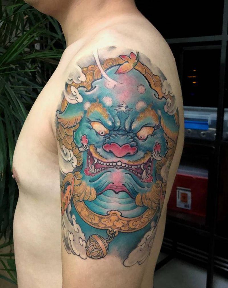 唐狮纹身图片_手臂纹身图案