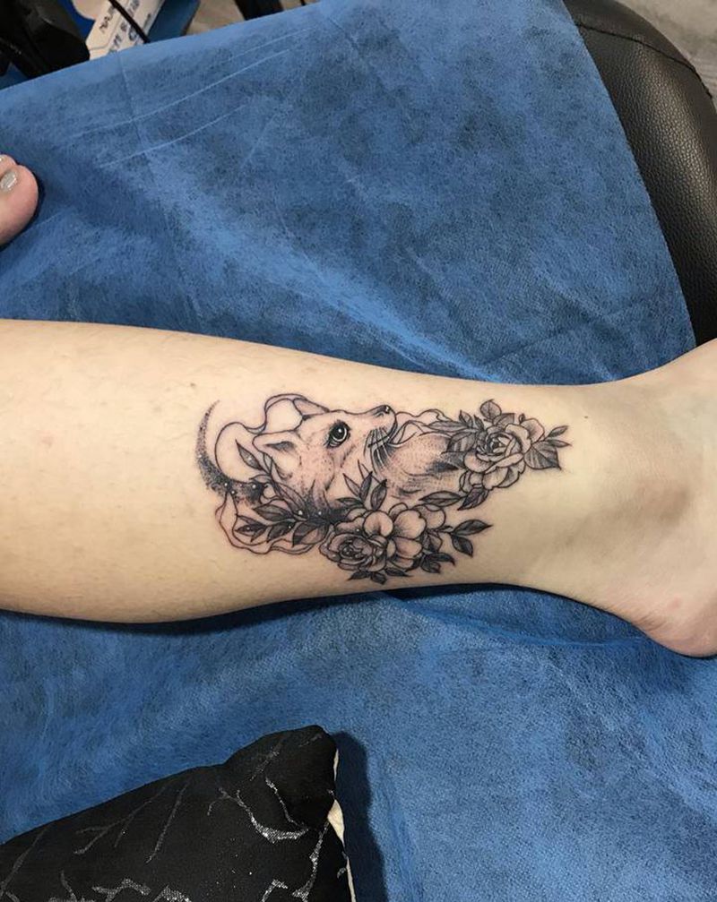 狐狸纹身图片_脚部清新纹身图案