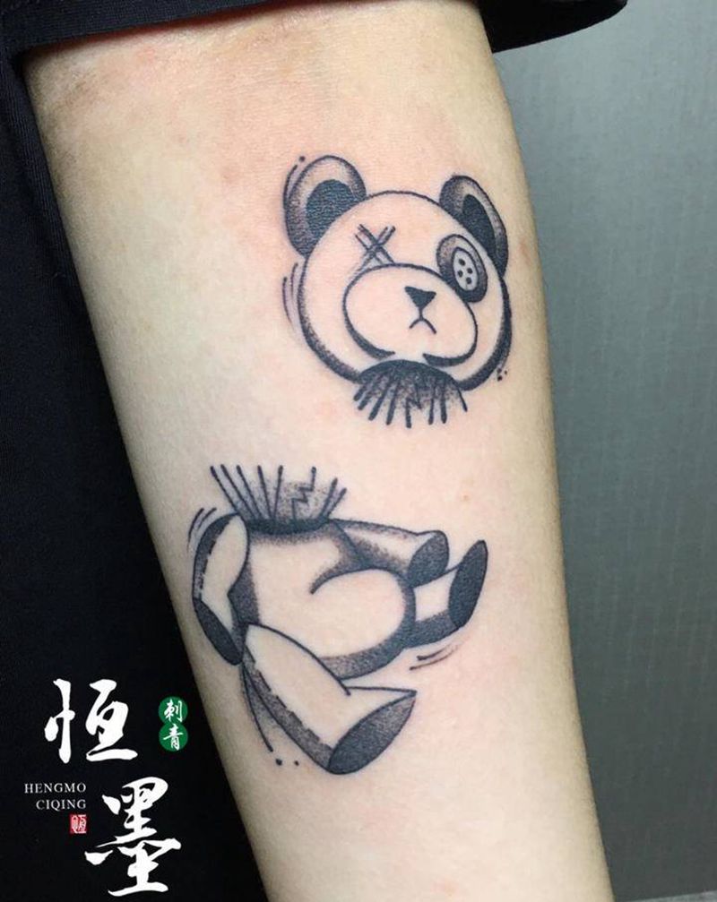 熊纹身图片_手臂点刺纹身图案
