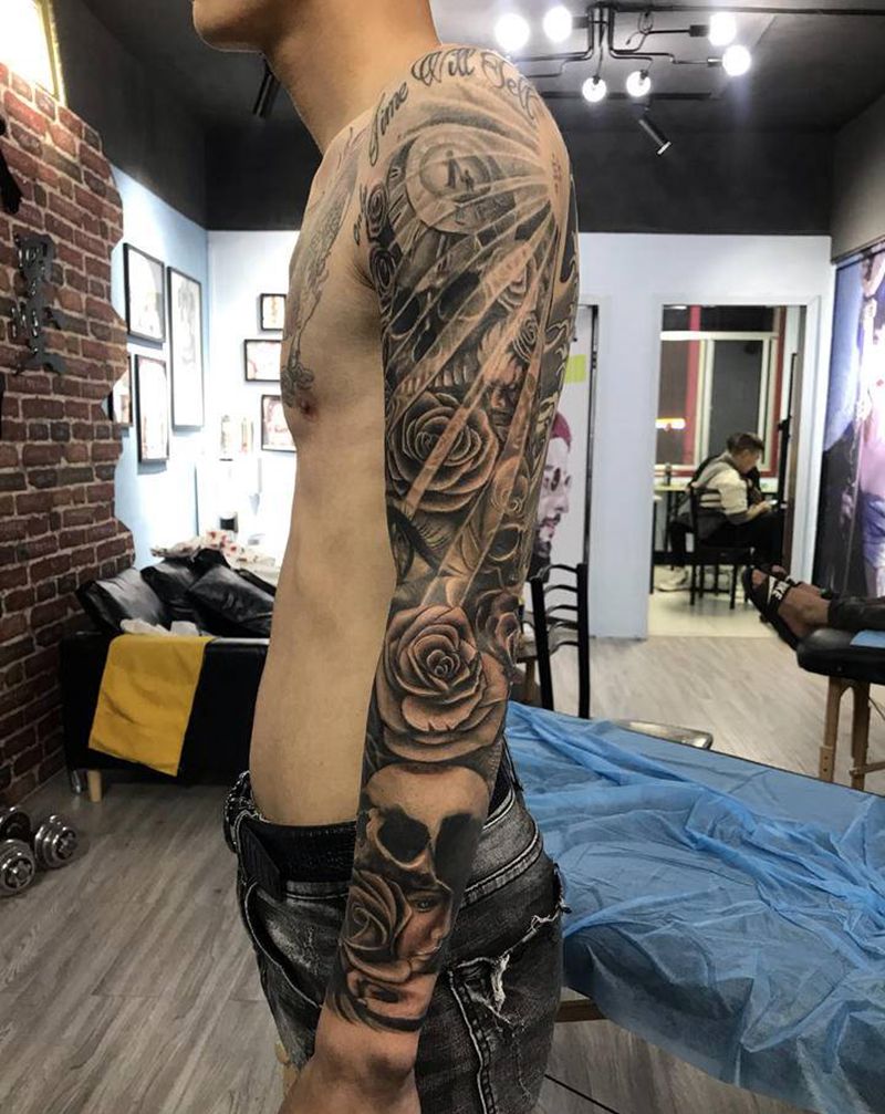 欧美花臂纹身图片_手臂欧美写实纹身图案