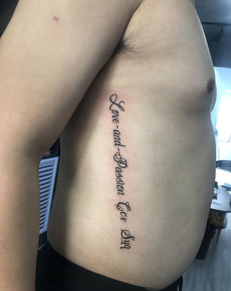 英文纹身图片_腹部花体字纹身图案