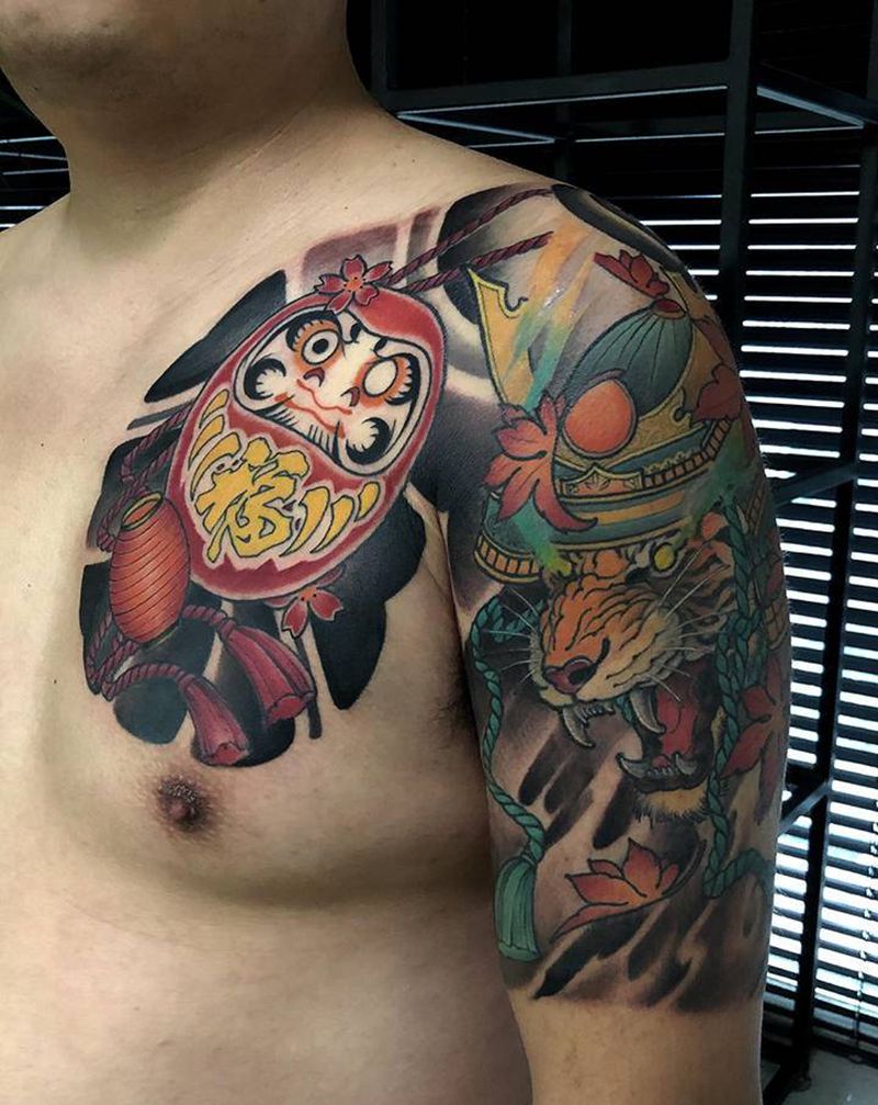 许昌文身沄刺青纹身图片_胸部老传统纹身图案