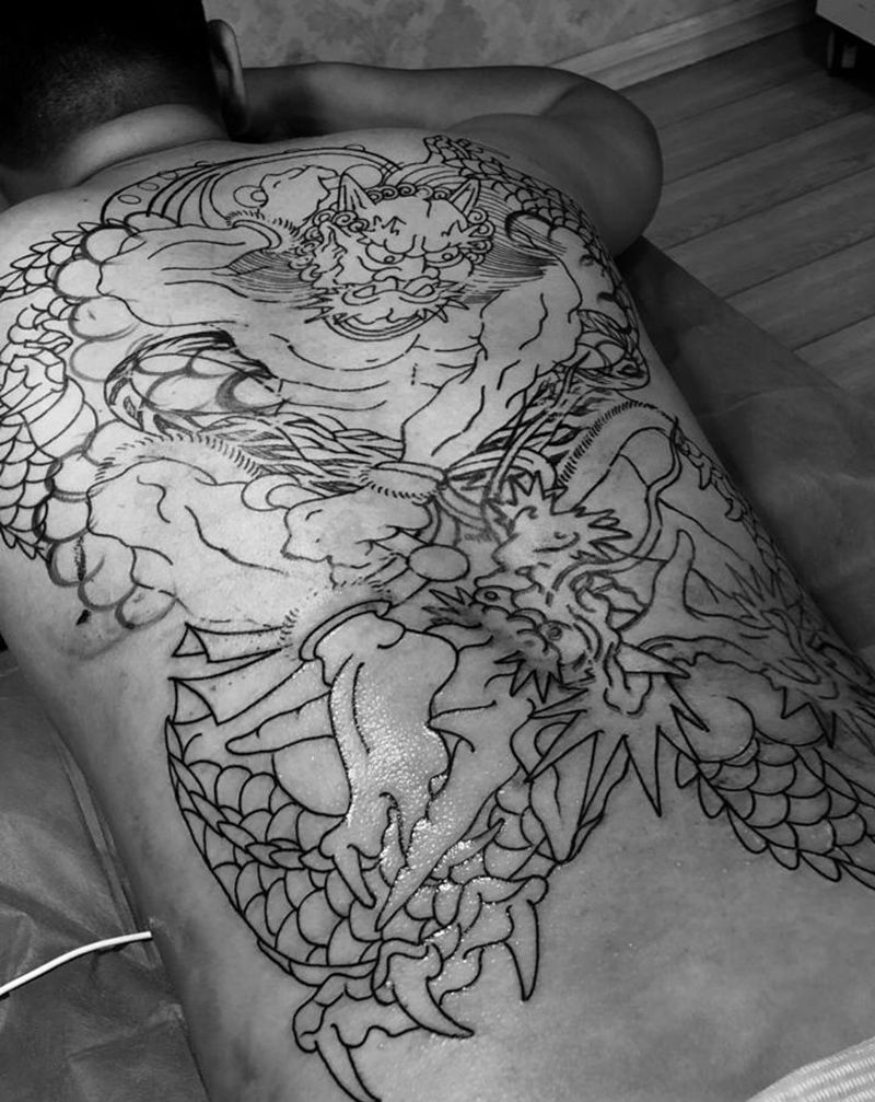 许昌文身沄刺青纹身图片_背部老传统纹身图案