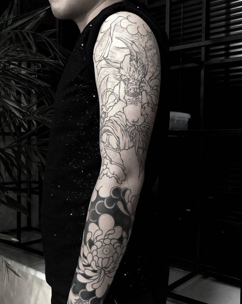 许昌文身沄刺青纹身图片_手臂老传统纹身图案