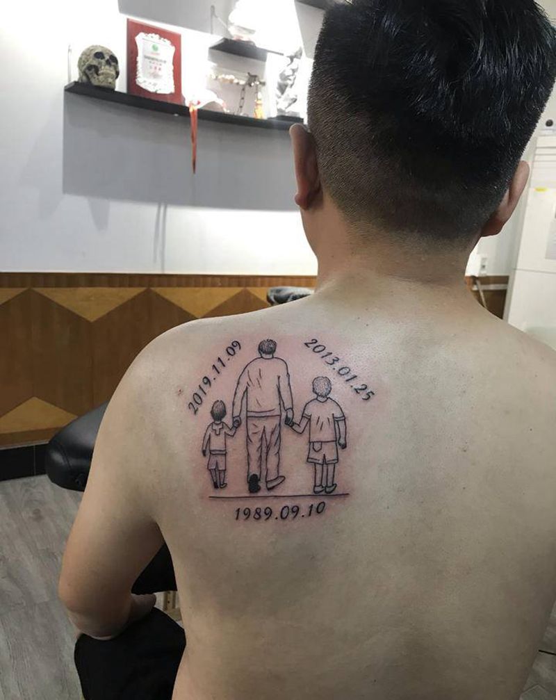 家人纹身图片_肩部简笔画纹身图案