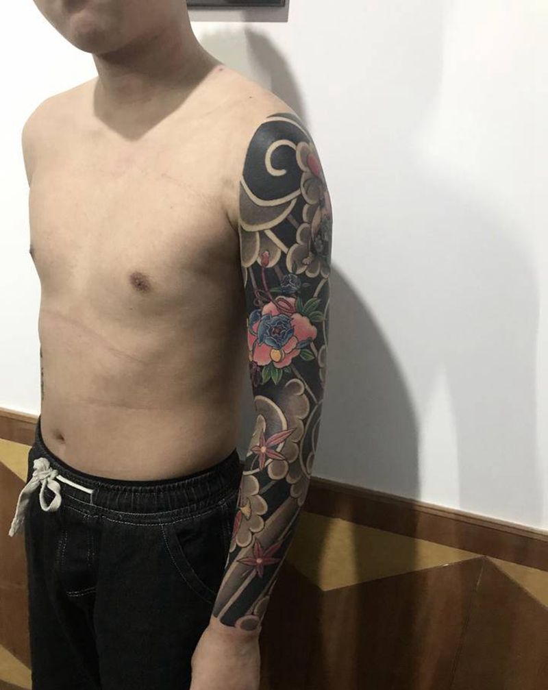 传统纹身图片_手臂老传统纹身图案