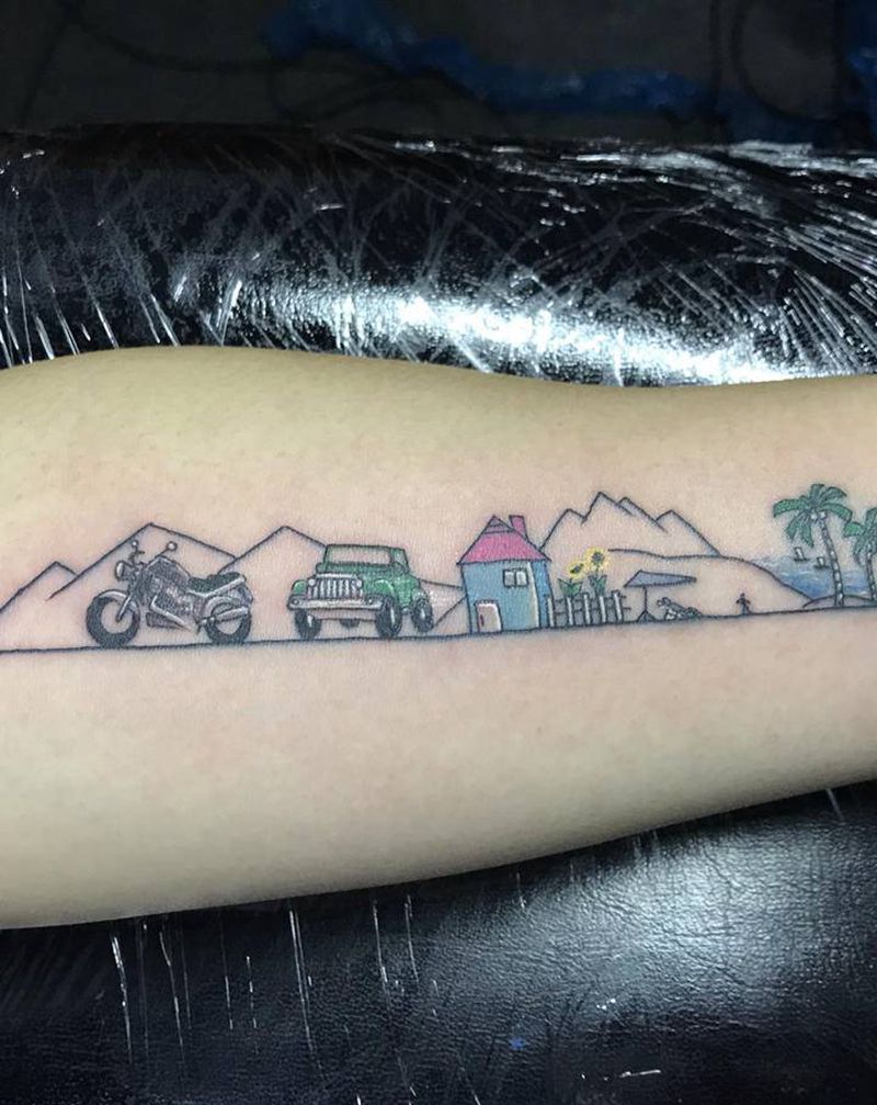 理想生活纹身图片_手臂图腾水彩纹身图案