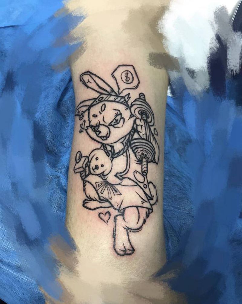 社会兔纹身图片_手臂新传统New School纹身图案