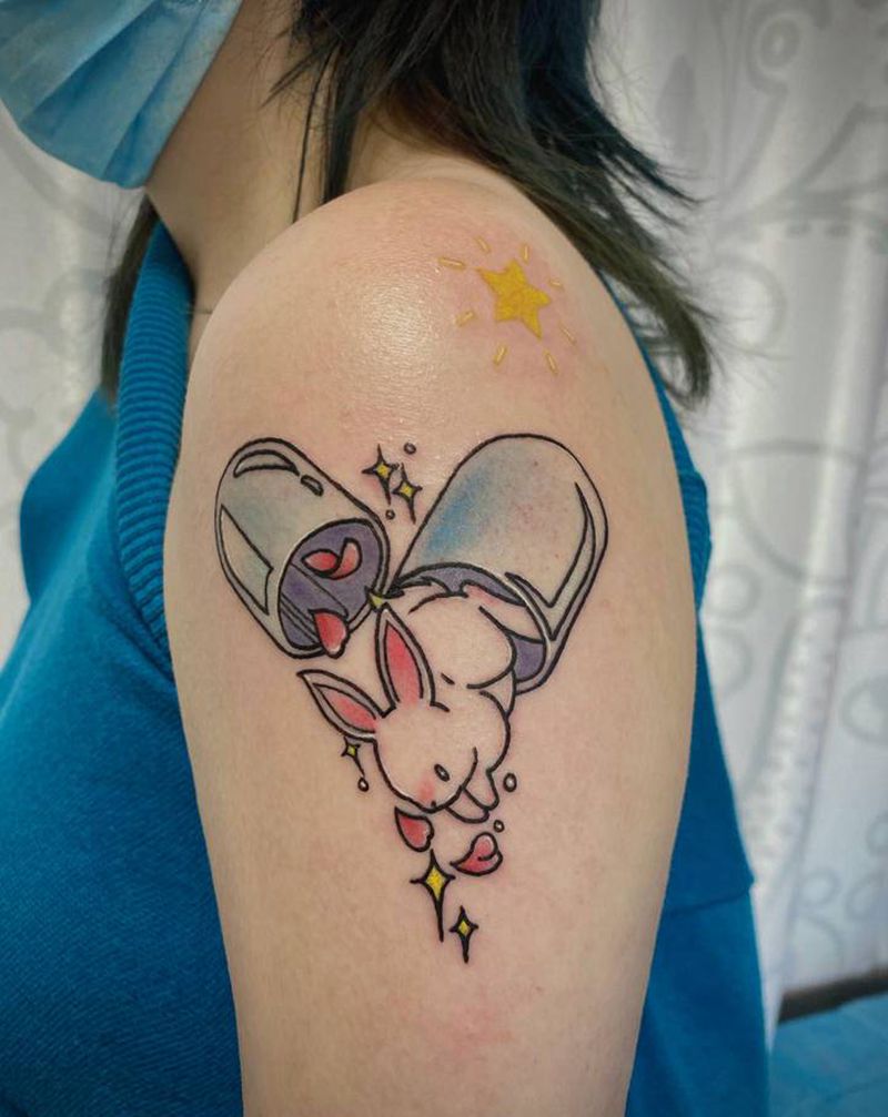 快乐至上纹身图片_手臂水彩纹身图案