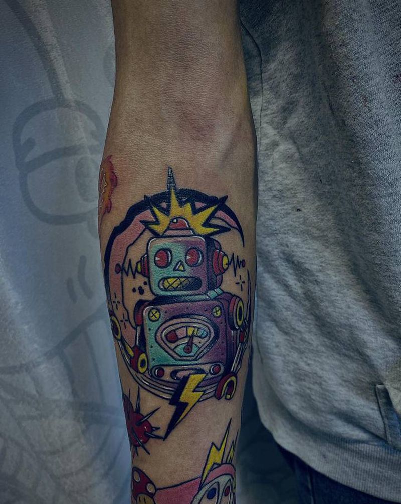 机器人纹身图片_手臂New School纹身图案