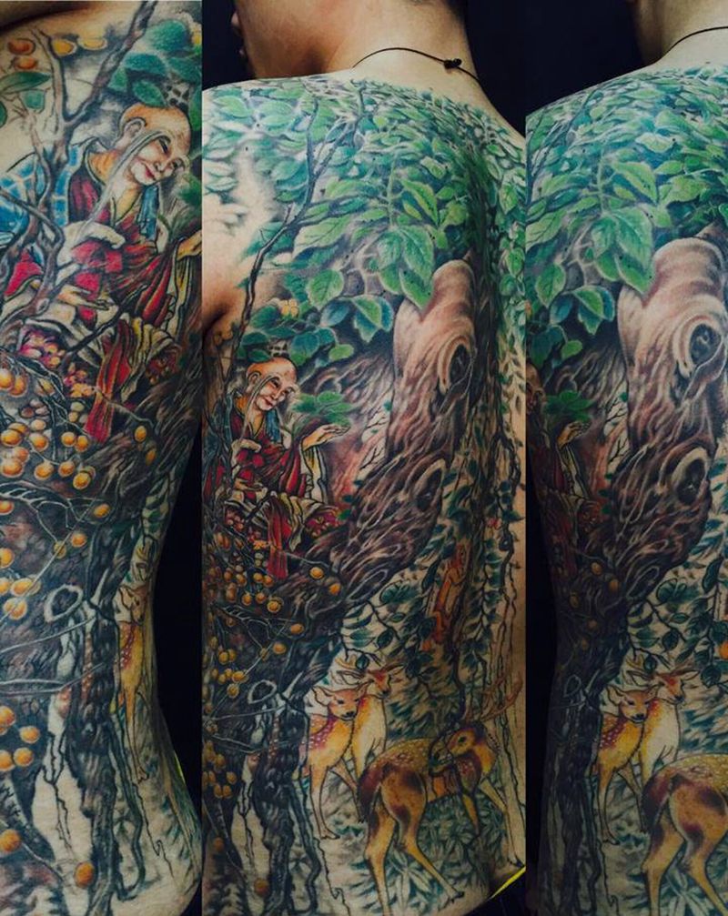 2015年作纹身图片_背部新传统国风纹身图案