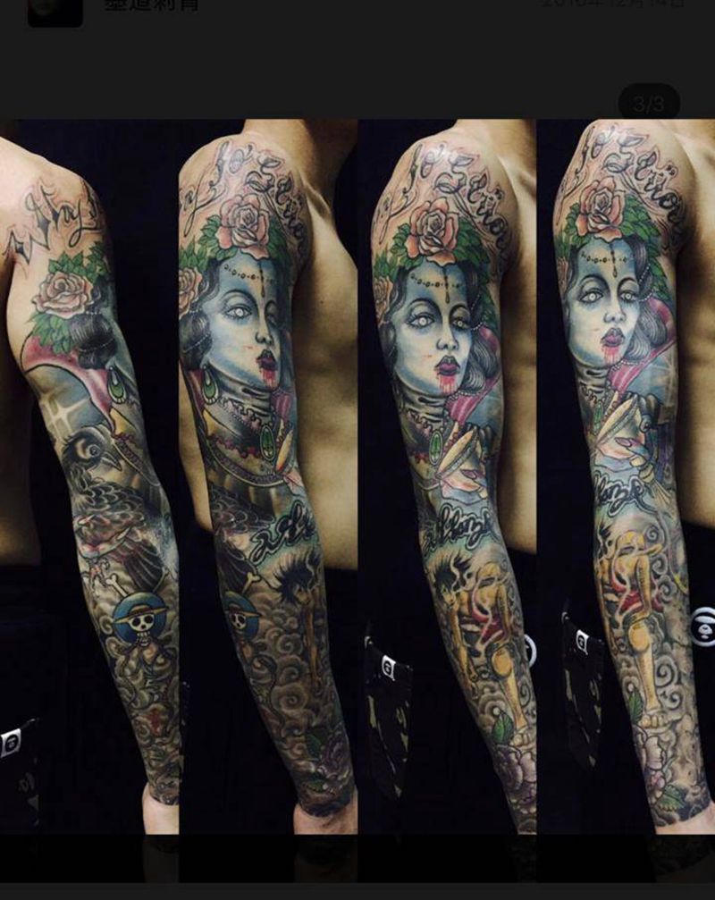 花臂纹身纹身图片_手臂New School欧美风纹身图案