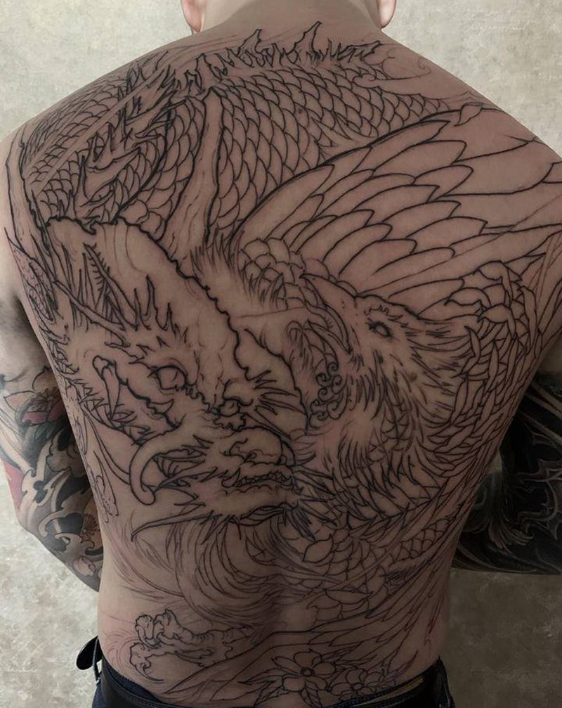 龙风承祥纹身图片_新传统纹身图案