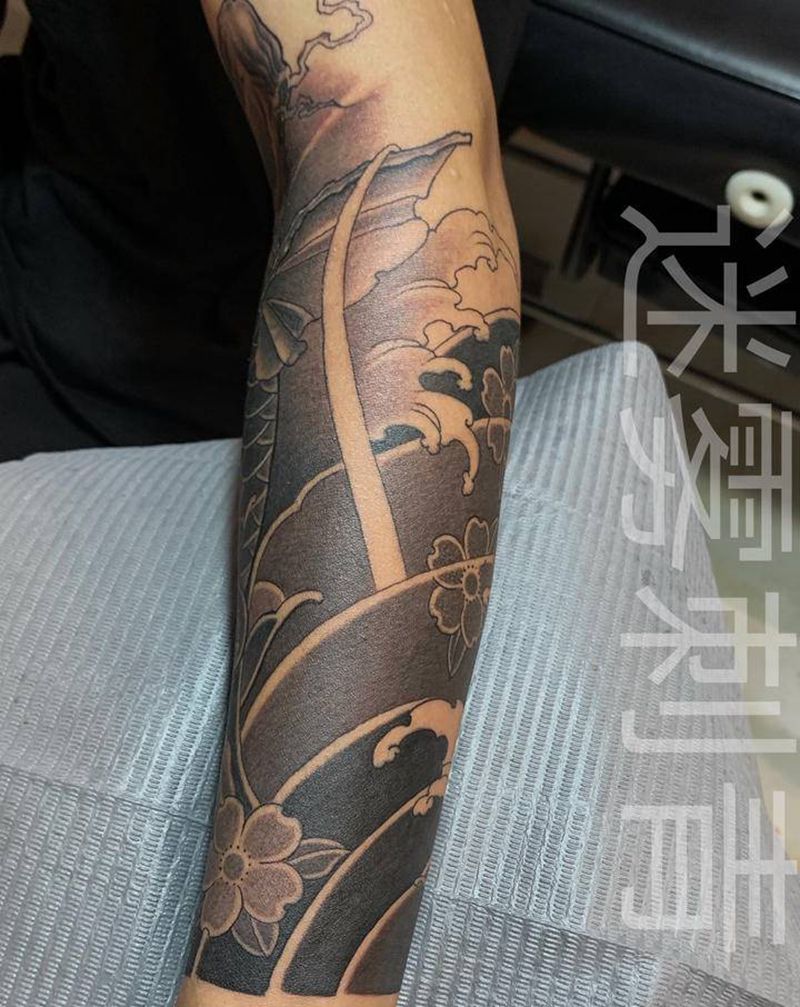 鲤鱼遮盖纹身图片_手臂纹身图案