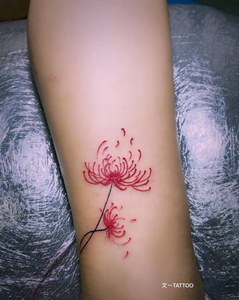 彼岸花纹身图片_腿部纹身图案