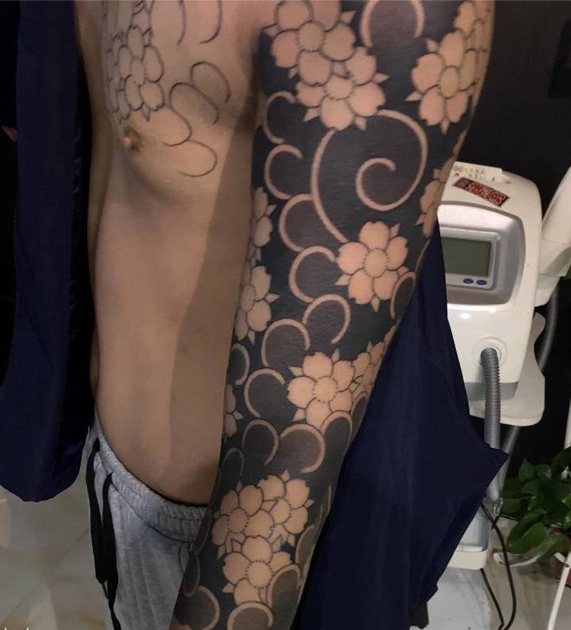 樱花臂纹身图片_手臂纹身图案