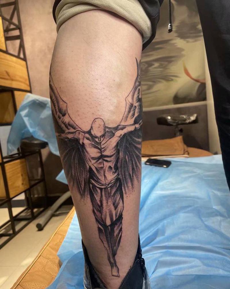 恶魔翅膀纹身图片_腿部翅膀纹身图案