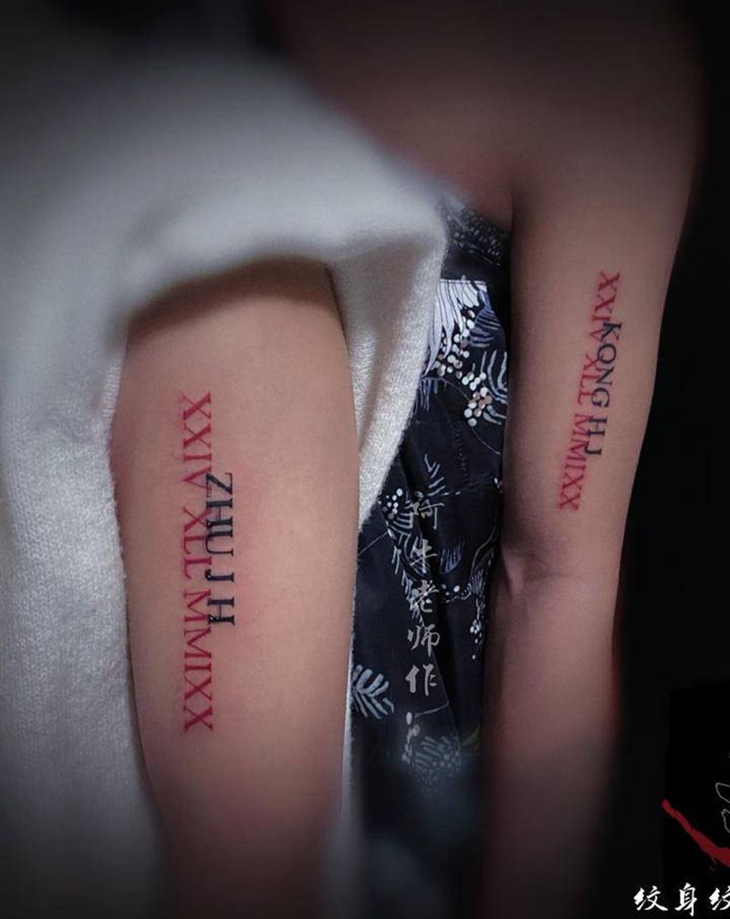 情侣纹身纹身图片_手臂艺术字母纹身图案