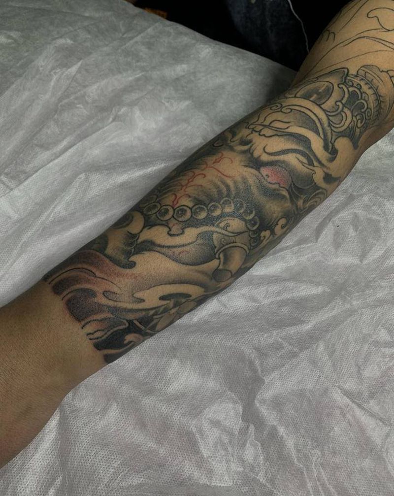 新传统花臂纹身图片_手臂新传统纹身图案