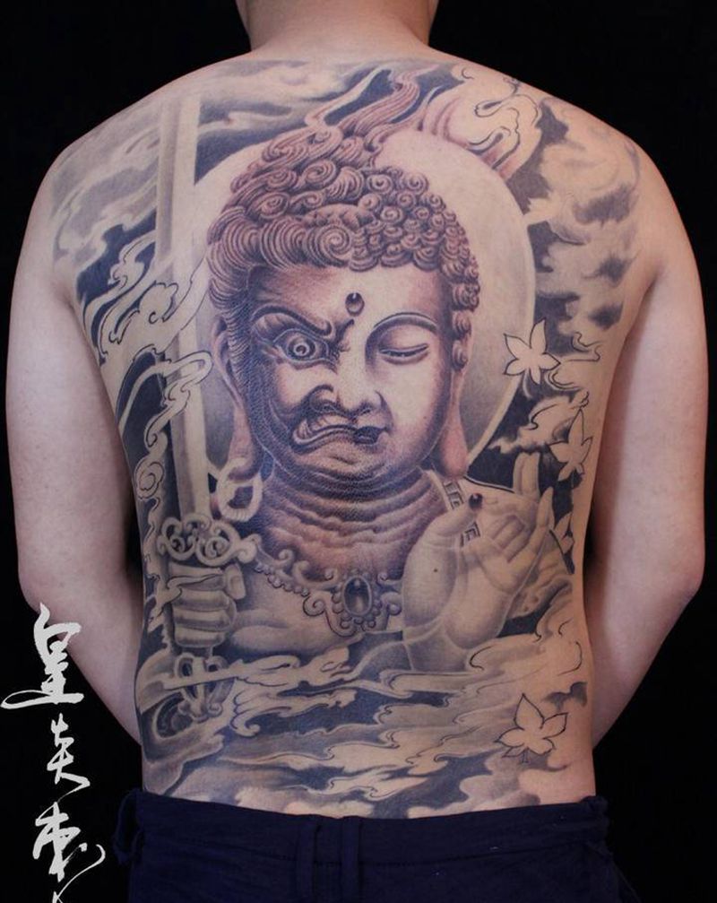 善恶图纹身图片_背部纹身图案