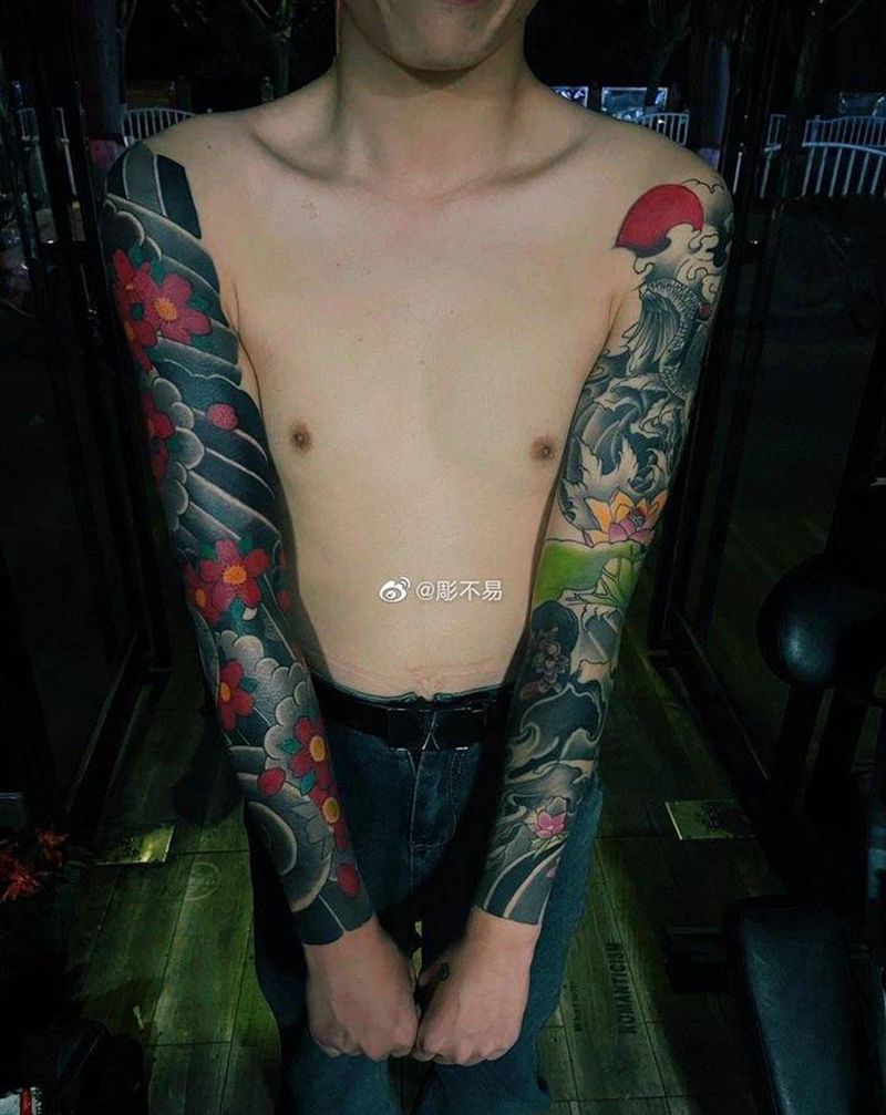 花臂纹身图片_老传统纹身图案