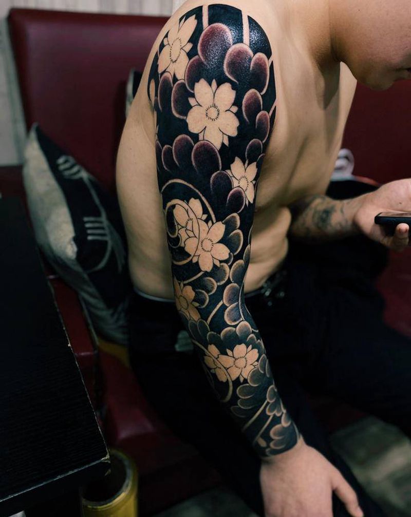 花臂纹身图片_老传统纹身图案