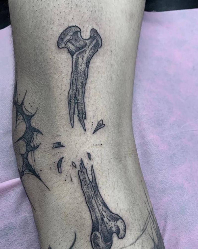 暗黑风格纹身图片_腿部点刺纹身图案