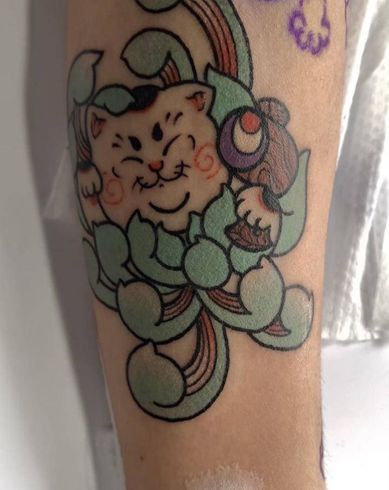 拼接花臂纹身图片_手臂水彩New School纹身图案