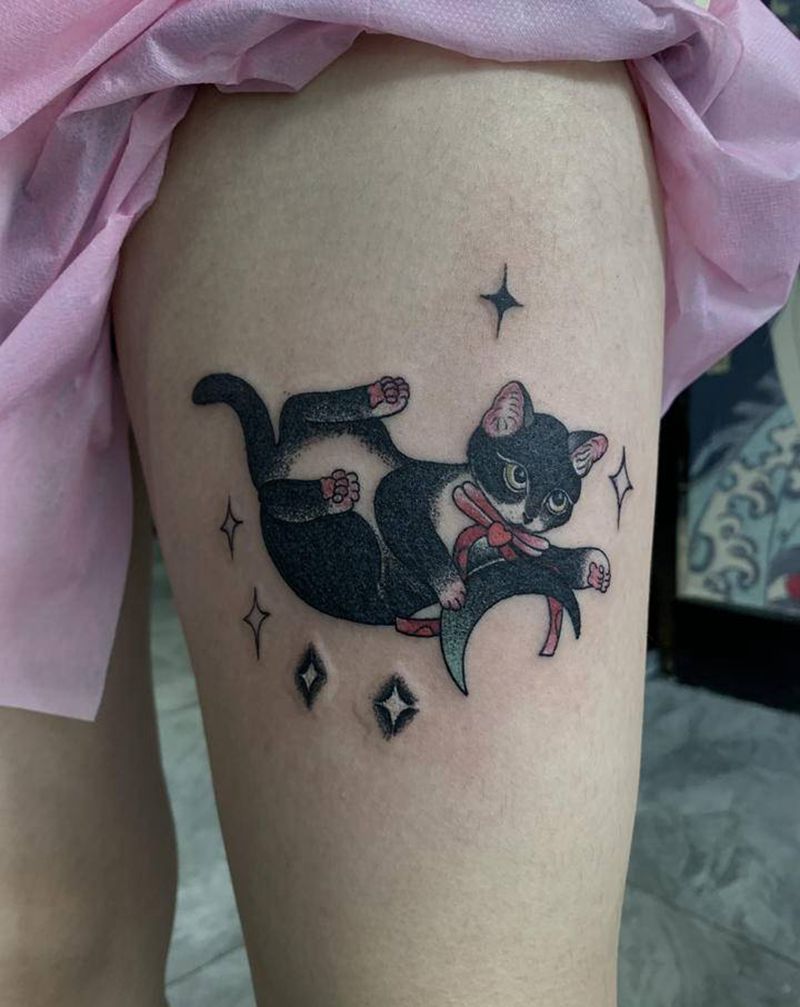 遮盖纹身图片_腿部新传统纹身图案