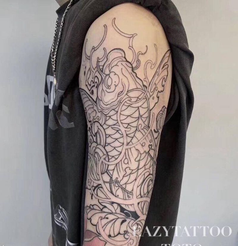 割线未完纹身图片_手臂纹身图案