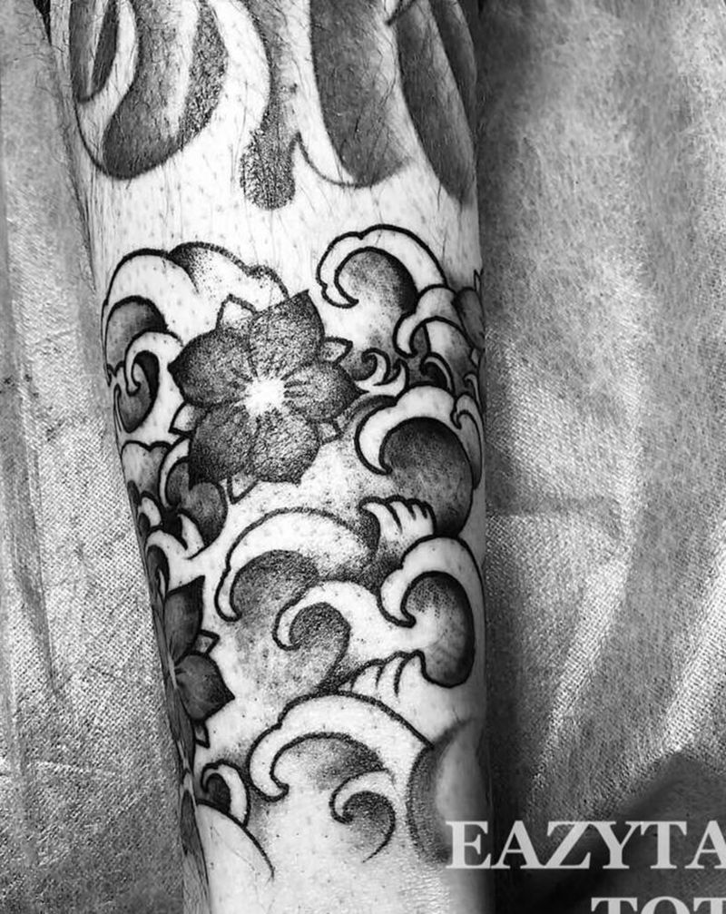 同时进行时纹身图片_腿部纹身图案