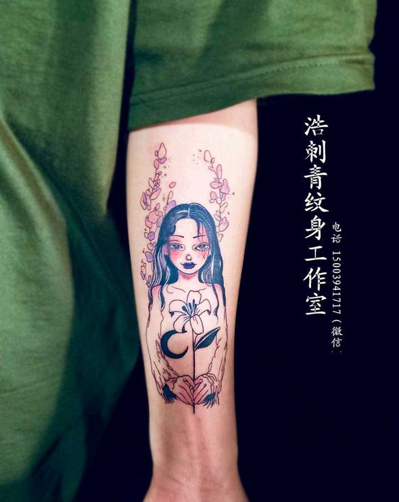 暗黑女巫纹身图片_手臂纹身图案